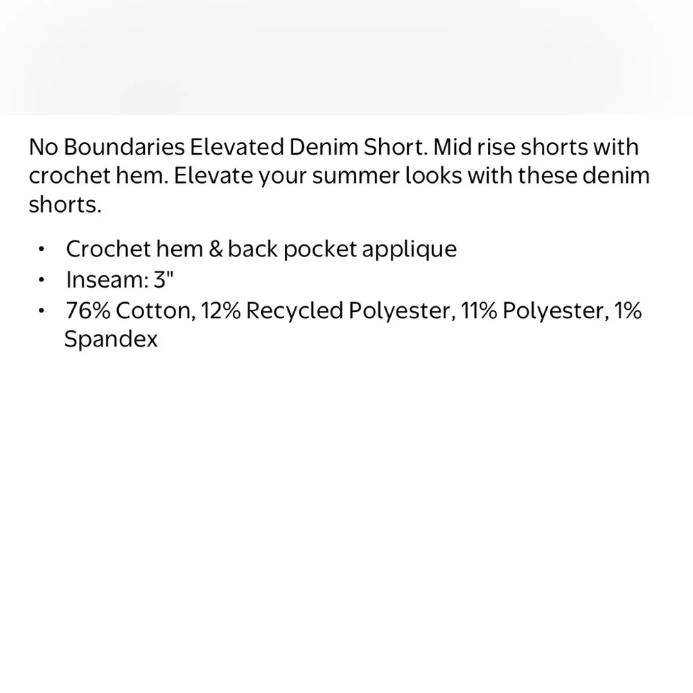NWT No Boundaries Light Wash Denim Shorts Size 0 Mid‎ Rise Crochet Trim Juniors